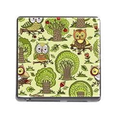 Seamless-pattern-with-trees-owls Memory Card Reader (square 5 Slot) by uniart180623