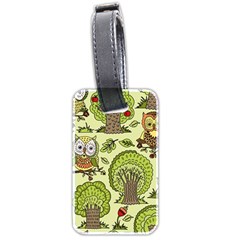 Seamless-pattern-with-trees-owls Luggage Tag (two Sides) by uniart180623