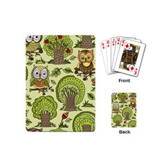 Seamless-pattern-with-trees-owls Playing Cards Single Design (mini) by uniart180623