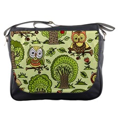 Seamless-pattern-with-trees-owls Messenger Bag by uniart180623