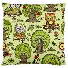 Seamless-pattern-with-trees-owls Standard Premium Plush Fleece Cushion Case (one Side) by uniart180623