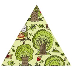 Seamless-pattern-with-trees-owls Wooden Puzzle Triangle by uniart180623