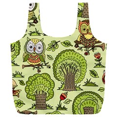 Seamless-pattern-with-trees-owls Full Print Recycle Bag (xxl) by uniart180623