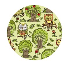 Seamless-pattern-with-trees-owls Mini Round Pill Box (pack Of 5) by uniart180623