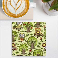 Seamless-pattern-with-trees-owls Uv Print Square Tile Coaster  by uniart180623