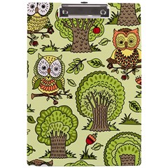 Seamless-pattern-with-trees-owls A4 Acrylic Clipboard by uniart180623