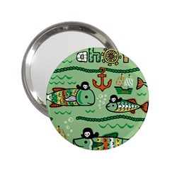 Seamless-pattern-fishes-pirates-cartoon 2 25  Handbag Mirrors by uniart180623