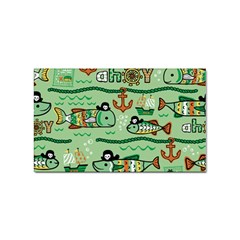 Seamless-pattern-fishes-pirates-cartoon Sticker (rectangular) by uniart180623