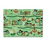 Seamless-pattern-fishes-pirates-cartoon Sticker A4 (10 pack) Front