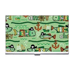 Seamless-pattern-fishes-pirates-cartoon Business Card Holder by uniart180623