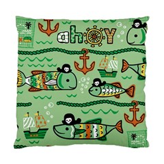 Seamless-pattern-fishes-pirates-cartoon Standard Cushion Case (one Side) by uniart180623