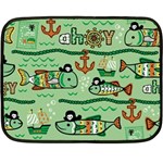 Seamless-pattern-fishes-pirates-cartoon Two Sides Fleece Blanket (Mini) 35 x27  Blanket Front