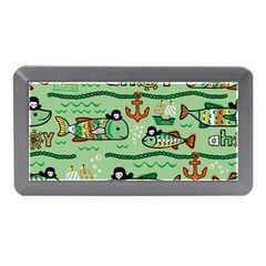 Seamless-pattern-fishes-pirates-cartoon Memory Card Reader (mini) by uniart180623