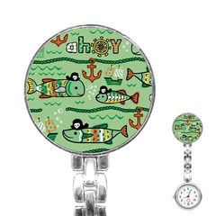 Seamless-pattern-fishes-pirates-cartoon Stainless Steel Nurses Watch by uniart180623