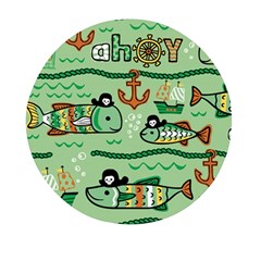 Seamless-pattern-fishes-pirates-cartoon Mini Round Pill Box by uniart180623