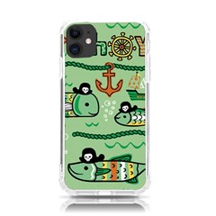 Seamless-pattern-fishes-pirates-cartoon Iphone 11 Tpu Uv Print Case by uniart180623