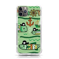 Seamless-pattern-fishes-pirates-cartoon Iphone 11 Pro 5 8 Inch Tpu Uv Print Case