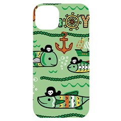 Seamless-pattern-fishes-pirates-cartoon Iphone 14 Plus Black Uv Print Case