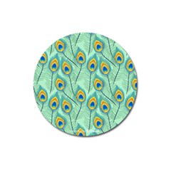 Lovely-peacock-feather-pattern-with-flat-design Magnet 3  (round) by uniart180623