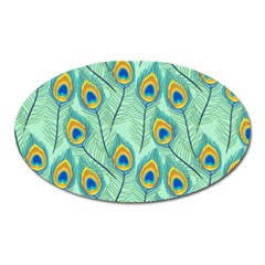 Lovely-peacock-feather-pattern-with-flat-design Oval Magnet by uniart180623