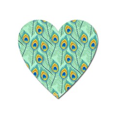 Lovely-peacock-feather-pattern-with-flat-design Heart Magnet by uniart180623