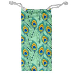 Lovely-peacock-feather-pattern-with-flat-design Jewelry Bag by uniart180623