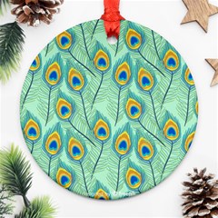 Lovely-peacock-feather-pattern-with-flat-design Round Ornament (two Sides) by uniart180623