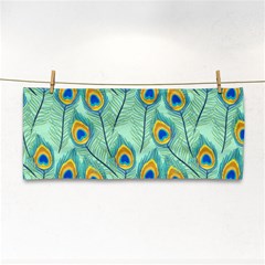 Lovely-peacock-feather-pattern-with-flat-design Hand Towel by uniart180623