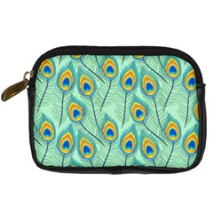 Lovely-peacock-feather-pattern-with-flat-design Digital Camera Leather Case by uniart180623