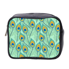 Lovely-peacock-feather-pattern-with-flat-design Mini Toiletries Bag (two Sides) by uniart180623