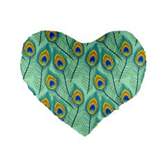 Lovely-peacock-feather-pattern-with-flat-design Standard 16  Premium Heart Shape Cushions by uniart180623