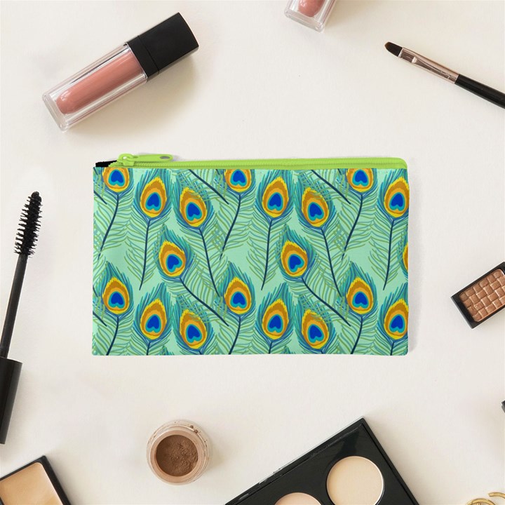 Lovely-peacock-feather-pattern-with-flat-design Cosmetic Bag (XS)