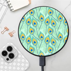 Lovely-peacock-feather-pattern-with-flat-design Wireless Fast Charger(black) by uniart180623