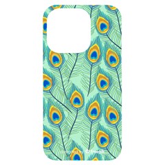 Lovely-peacock-feather-pattern-with-flat-design Iphone 14 Pro Black Uv Print Case by uniart180623