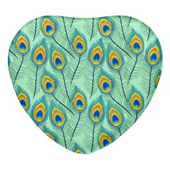 Lovely-peacock-feather-pattern-with-flat-design Heart Glass Fridge Magnet (4 Pack) by uniart180623