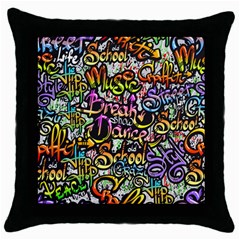 Graffiti-word-seamless-pattern Throw Pillow Case (black) by uniart180623