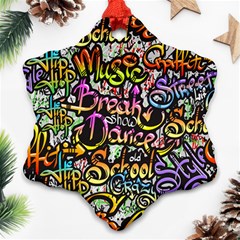 Graffiti-word-seamless-pattern Snowflake Ornament (two Sides) by uniart180623