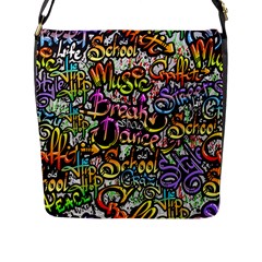 Graffiti-word-seamless-pattern Flap Closure Messenger Bag (l) by uniart180623