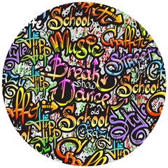 Graffiti-word-seamless-pattern Wooden Puzzle Round by uniart180623