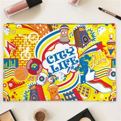 Colorful-city-life-horizontal-seamless-pattern-urban-city Cosmetic Bag (xxl) by uniart180623