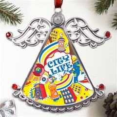 Colorful-city-life-horizontal-seamless-pattern-urban-city Metal Angel With Crystal Ornament