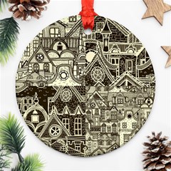 Four-hand-drawn-city-patterns Ornament (round) by uniart180623