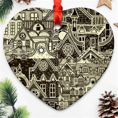 Four-hand-drawn-city-patterns Ornament (heart) by uniart180623