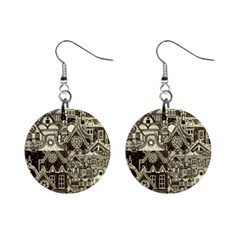 Four-hand-drawn-city-patterns Mini Button Earrings by uniart180623