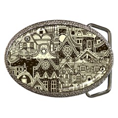 Four-hand-drawn-city-patterns Belt Buckles by uniart180623