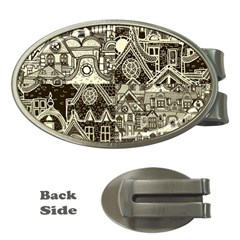 Four-hand-drawn-city-patterns Money Clips (oval)  by uniart180623