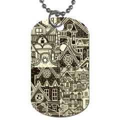 Four-hand-drawn-city-patterns Dog Tag (one Side) by uniart180623