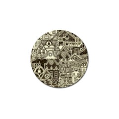 Four-hand-drawn-city-patterns Golf Ball Marker by uniart180623