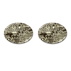 Four-hand-drawn-city-patterns Cufflinks (oval) by uniart180623