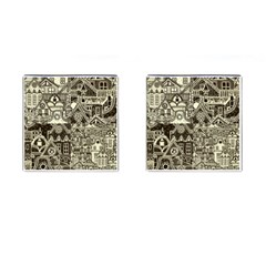 Four-hand-drawn-city-patterns Cufflinks (square) by uniart180623